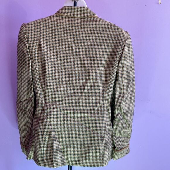 Liz Claiborne Collection Petite Jacket Size 4 Beige Houndstooth Blazer Lined - Picture 2 of 5
